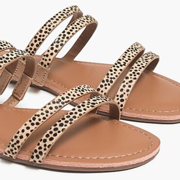J.Crew Calf hair seaside slide sandals leop print vacation cruise summertime - Picture 2 of 5